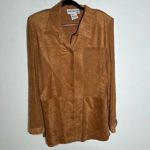 Vintage Peter Popovitch Brown Faux Suede Made in USA Sz M